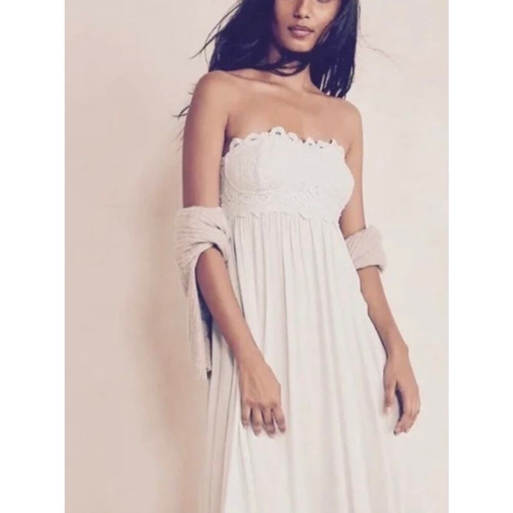Free People Adella Corset Maxi Dress | Strapless | White/Ivory | XS TP